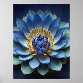 Blue Lotus Flower Andlig Art Poster