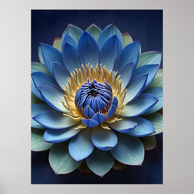Blue Lotus Flower Andlig Art Poster (Framsidan)
