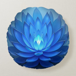 Blue Lotus Flower Andlig Art Rund Kudde