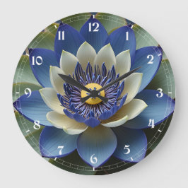 Blue Lotus Flower Andlig Art Stor Klocka