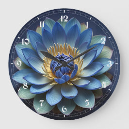 Blue Lotus Flower Andlig Art Stor Klocka