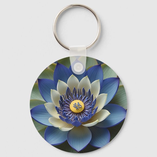 Blue Lotus Flower Andlig Zen Art Nyckelring (Framsida)