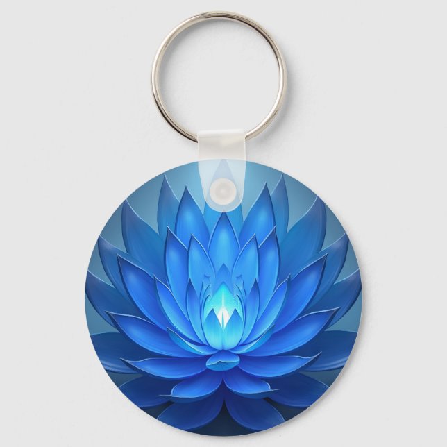 Blue Lotus Flower Andlig Zen Art Nyckelring (Framsida)