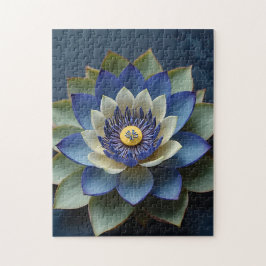 Blue Lotus Flower Andlig Zen Art Pussel