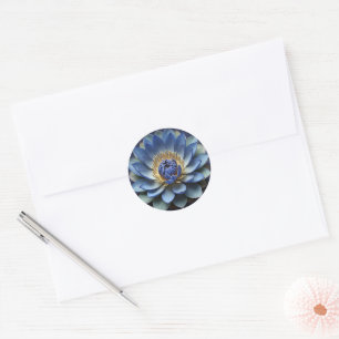 Blue Lotus Flower Andlig Zen Art Runt Klistermärke