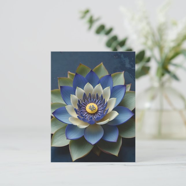 Blue Lotus Flower Andlig Zen Art Vykort (Stående Fram)
