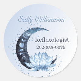 Blue Lotus Flower Måne Business Promotion Runt Klistermärke