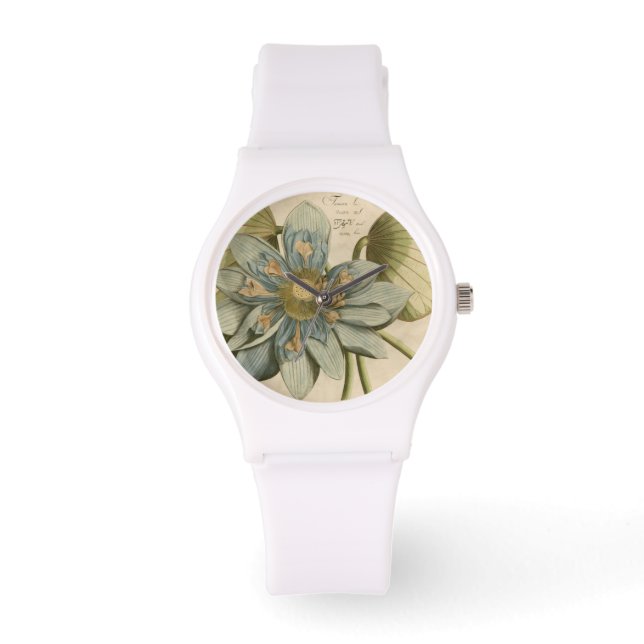 Blue Lotus Flower på Tan Background med Write Armbandsur (Framsida)