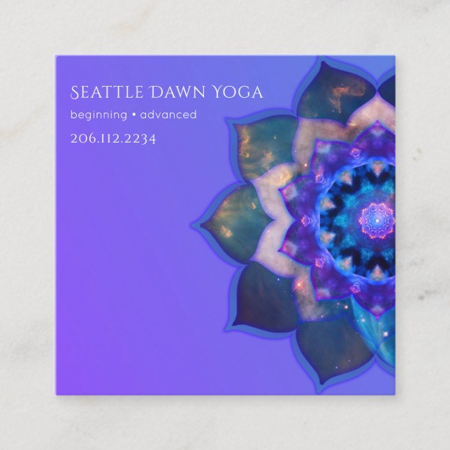 Blue Lotus Mandala Fyrkantigt Visitkort (Framsida)