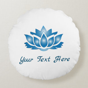 Blue Lotus Mind Body Spirit Personlig Rund Kudde