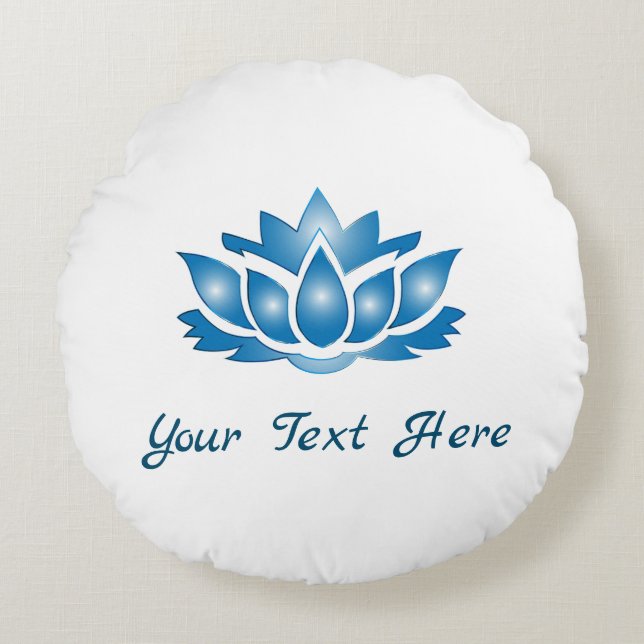 Blue Lotus Mind Body Spirit Personlig Rund Kudde (Framsidan)