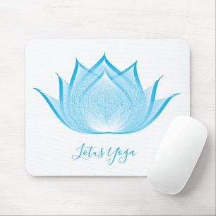 Blue Lotus Moiré Teckning Flower Graphic Art Yoga Musmatta