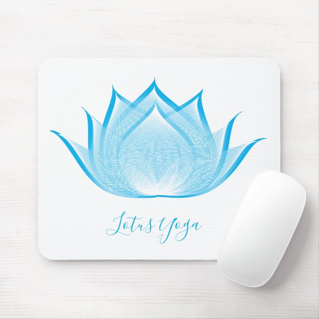 Blue Lotus Moiré Teckning Flower Graphic Art Yoga Musmatta (Med mus)
