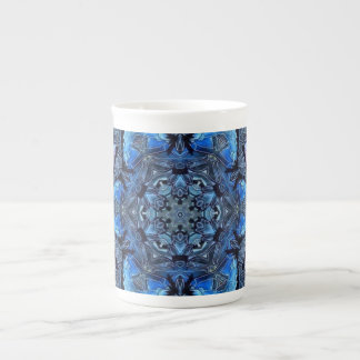 Blue Lotus Spegel Mandala Art - Bone China Mugg Benporslin Mugg