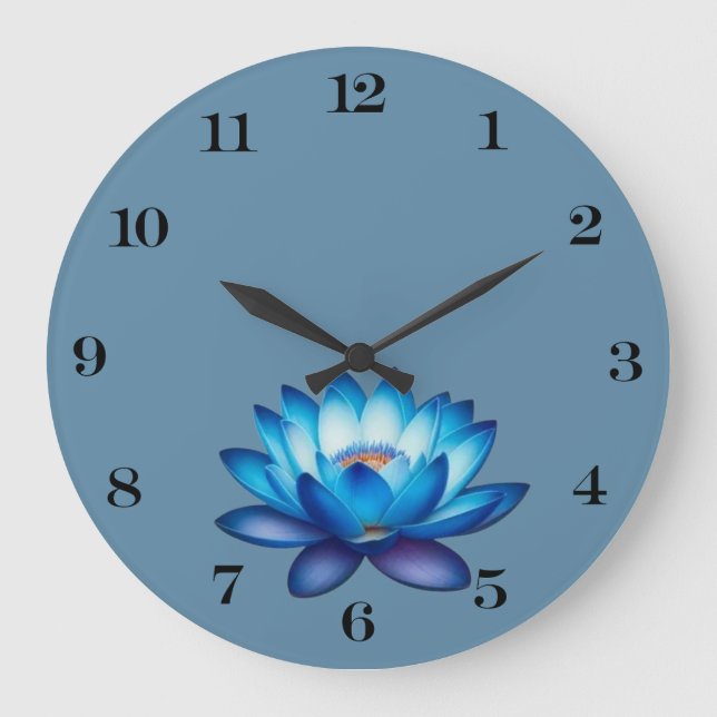 Blue Lotus Wall Clock Stor Klocka (Framsida)