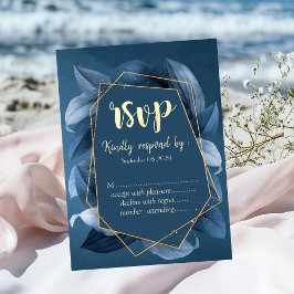 Blue Löv Guld Ram Inbjudningar