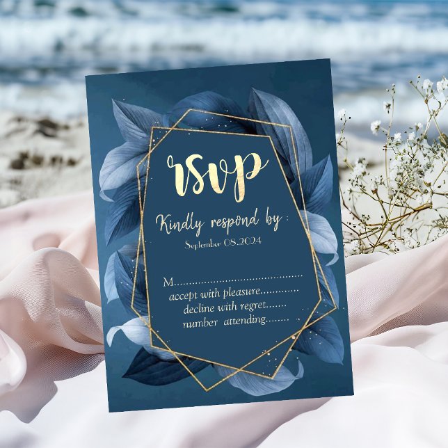 Blue Löv Guld Ram Inbjudningar (Skapare uppladdad)