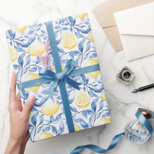 Blue Löv Lemons Sicily Italienska födelsedagen Presentpapper
