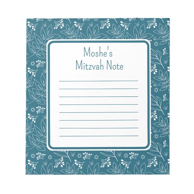 blue löv Mitzvah Note Anteckningsblock (Framsida)