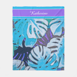 Blue Löv Natur Tropical Patten Personalize Fleecefilt