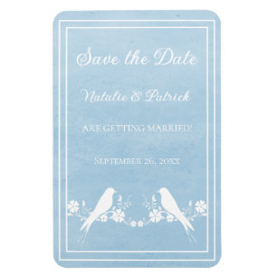 Blue Lovebird Blommigt Spara datum magneter