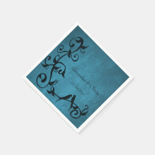 Blue Lovebird Bröllop Napkins Pappersservett