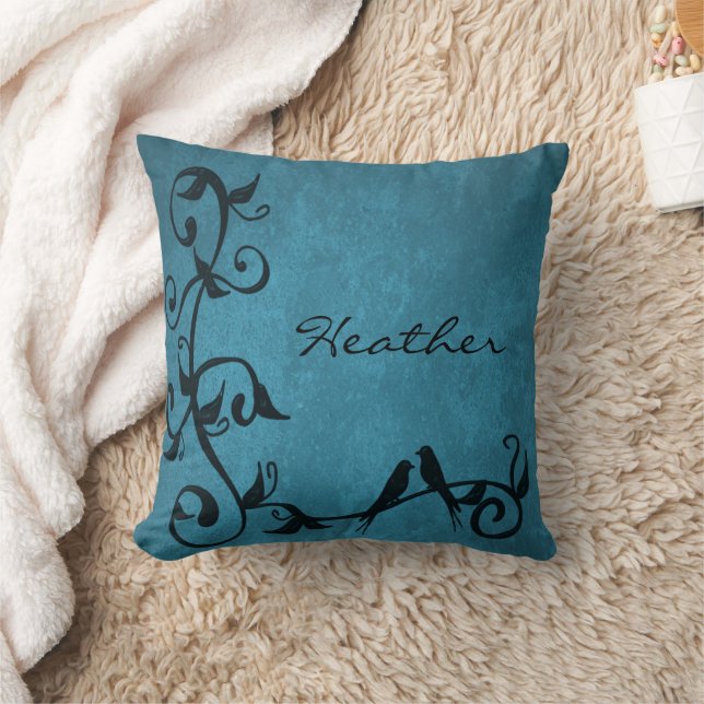 Blue Lovebird Personlig Dekorativ kudde (Filt)