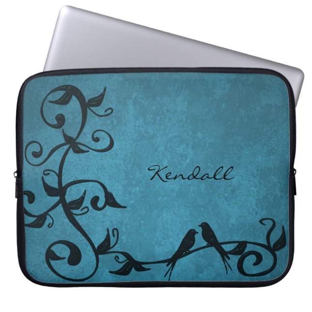 Blue Lovebird Personlig Laptop sleeve (Framsidan)