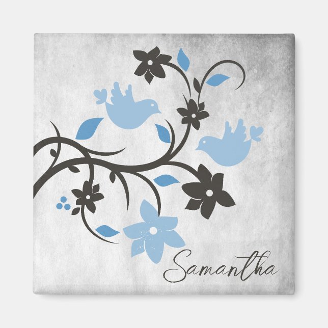 Blue Lovebird Personlig Magnet (Framsidan)