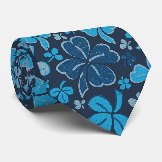 Blue Lucky Klöver Shamrock Mönster Slips (Rullad)