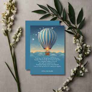 Blue Luftballong Äventyr Awaits Baby Shower Tack Kort