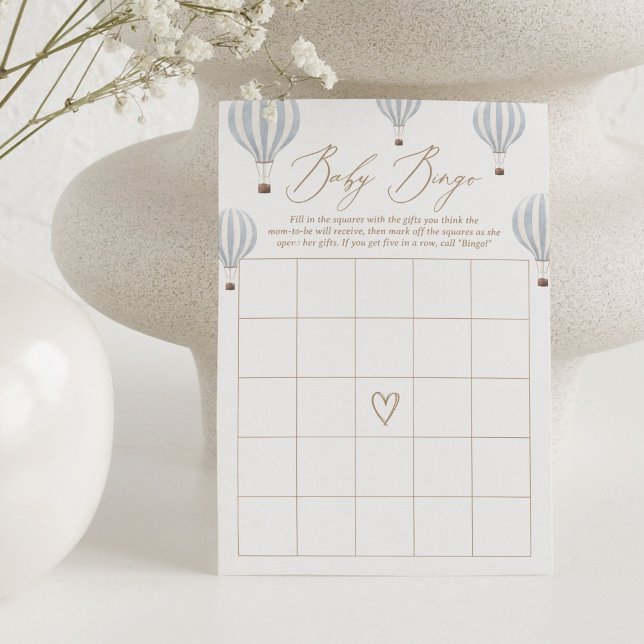 Blue Luftballong Baby Shower Bingo Game Inbjudningar (Skapare uppladdad)