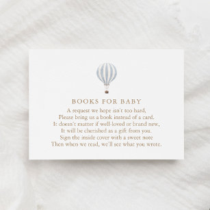 Blue Luftballong Baby Shower Bokar för Baby Tilläggskort