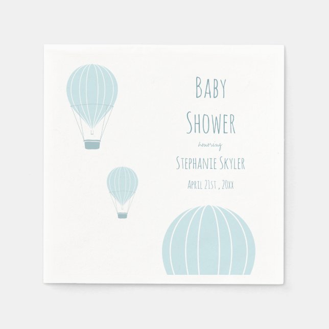 Blue Luftballong Baby Shower Pappersservett (Framsidan)