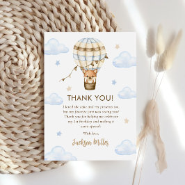 Blue Luftballong Boy 1st Birthday Tack Kort