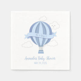 Blue Luftballong Boy Baby Shower Napkins Pappersservett