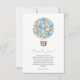 Blue Luftballong Boy Baby Shower Tack Kort
