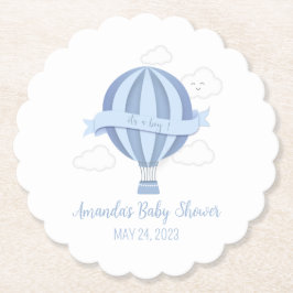 Blue Luftballong Boy Baby Shower Underlägg Papper