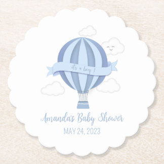 Blue Luftballong Boy Baby Shower Underlägg Papper