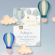 Blue Luftballong Boy First Birthday