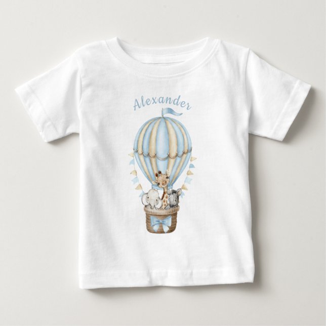Blue Luftballong Safari Animals 1:a födelsedagen T Shirt (Framsida)