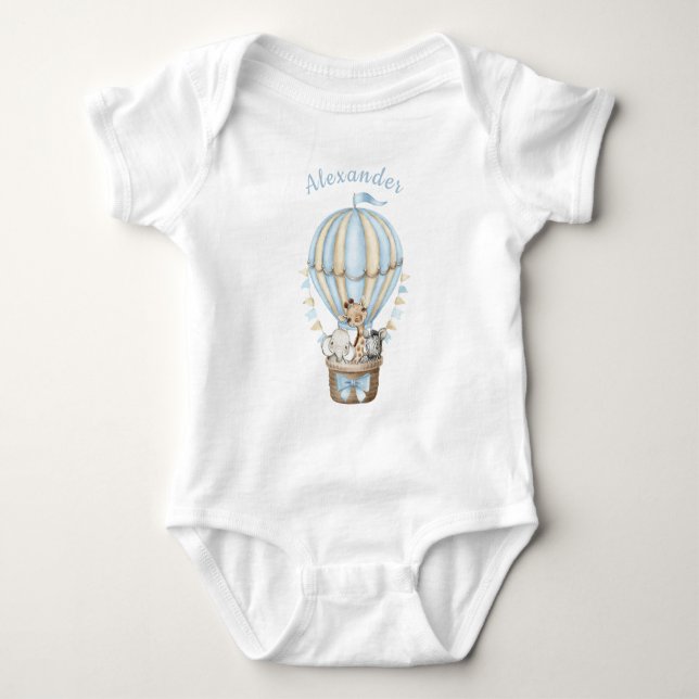 Blue Luftballong Safari Animals Baby Bodykosti T Shirt (Framsida)