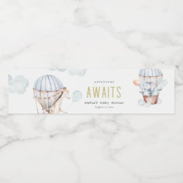 Blue Luftballong Safari Animals Baby Shower Vattenflaskor Etikett