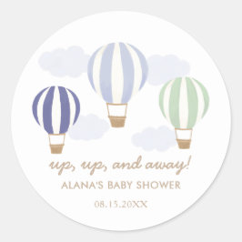 Blue Luftballongs Boy Shower Classic Roun Runt Klistermärke