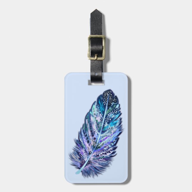 Blue Luggage Tag med ludd Bagagebricka (Vertikal Framsida)