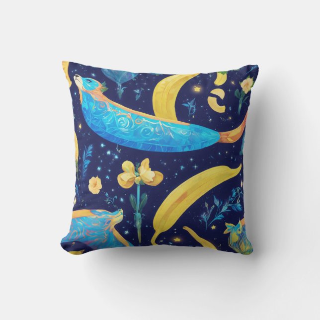 "Blue Lunar Monkey och Candy Banana"? Kudde (Framsida)