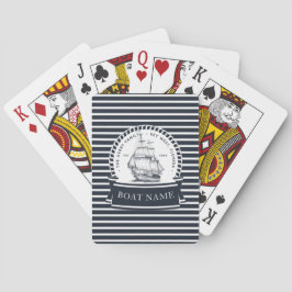 Blue Luxury Boat Family Namn Casinokort