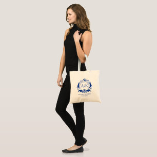 Blue Luxury Krona Bröllop Monogram Tygkasse