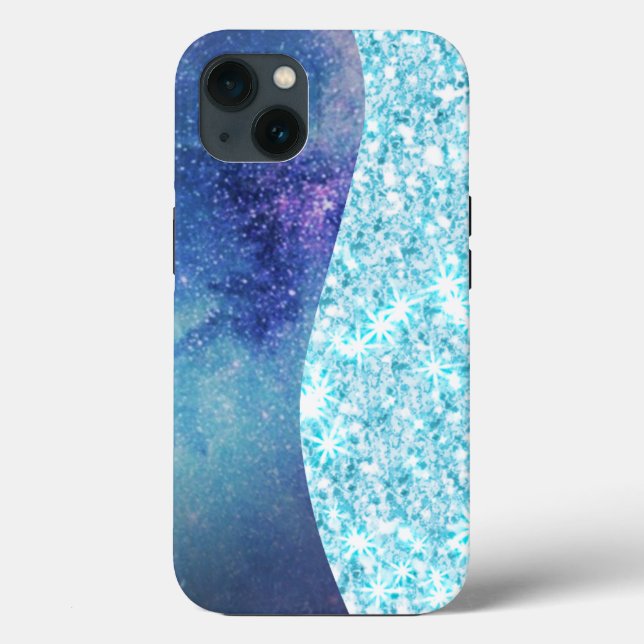Blue Luxury Modern gradient galaxy glitter star (Baksida)