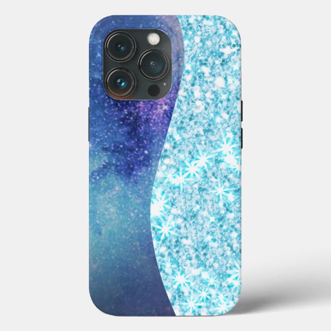 Blue Luxury Modern gradient galaxy glitter star (Baksida )
